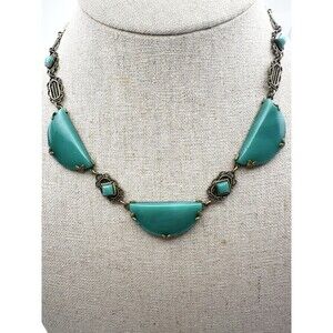 Vintage Art Deco Czech Glass Necklace 16”